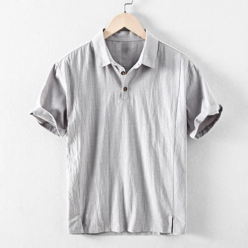 Men's loose fit cotton linen casual shirt in solid colour options