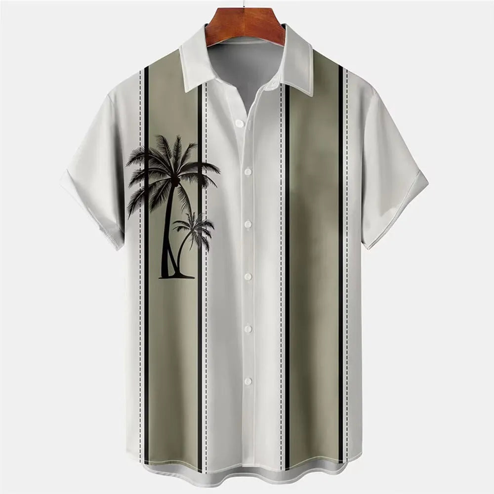 Hawaiian men's short-sleeved shirt with 3D printed floral pattern in regular fit