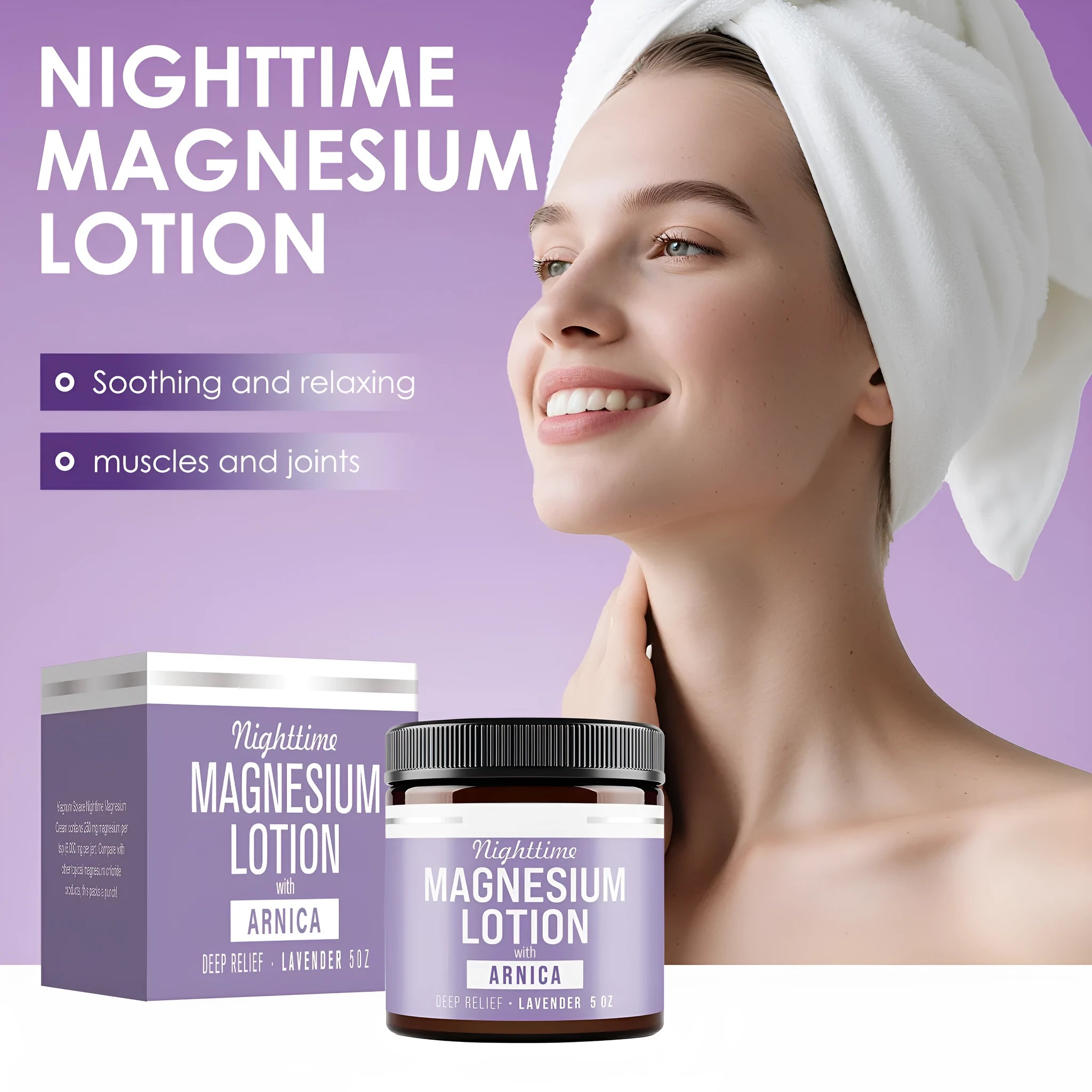 Magnesium Body Butter Cream 150ml in 7.1cm x 7.1cm x 6.0cm jar
