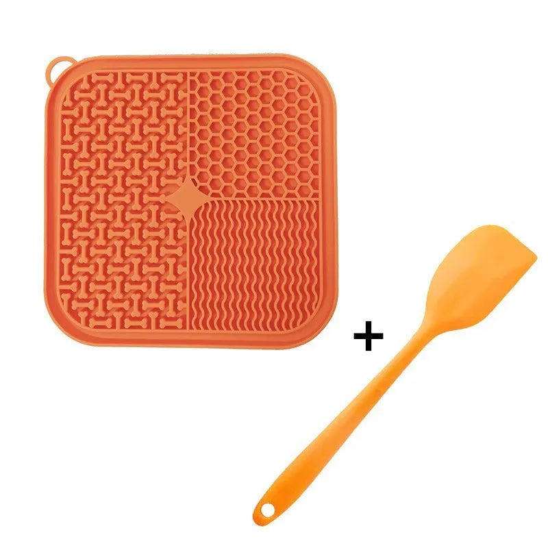 Orange red grey blue green silicone dog licking mat with suction cups for slow feeding