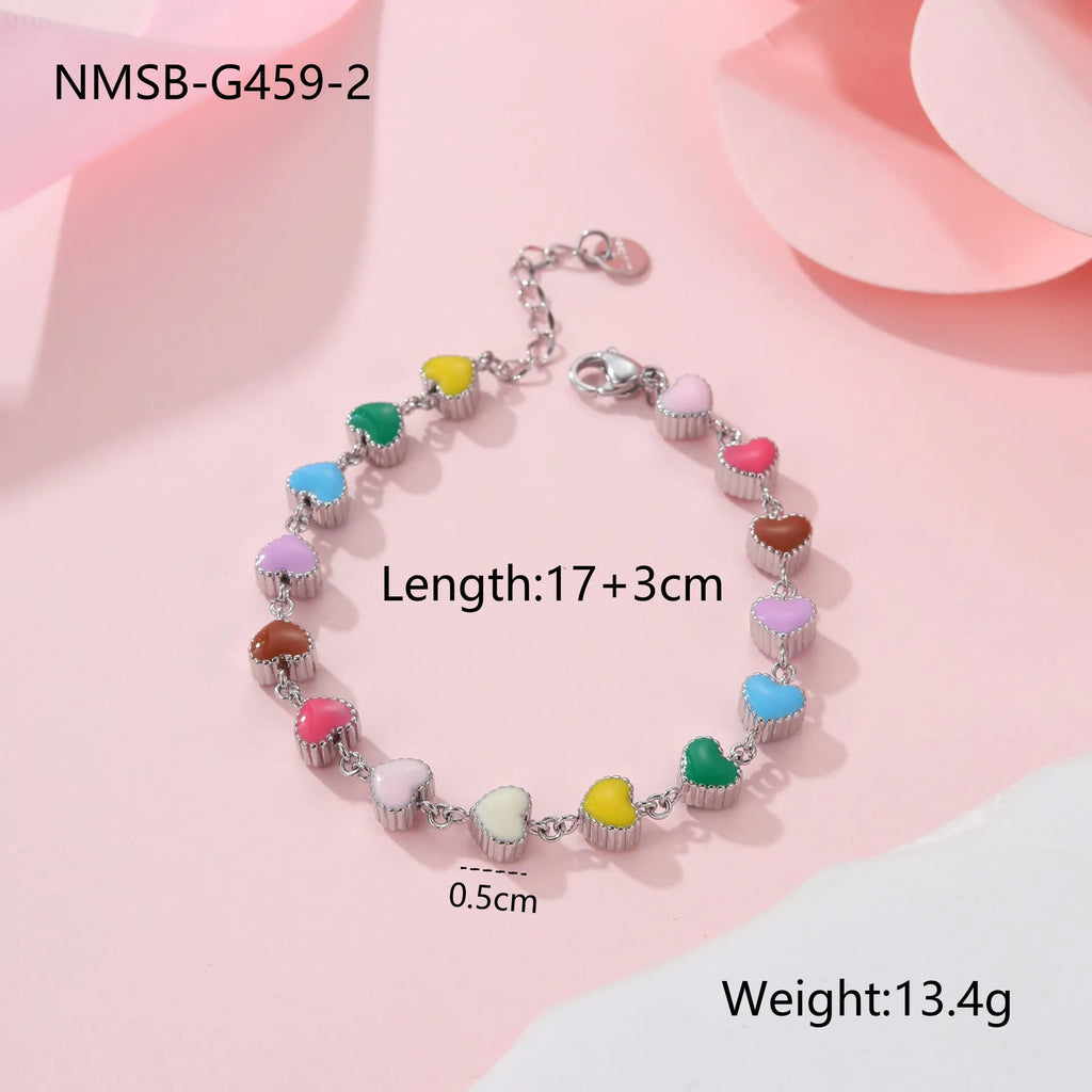 Gold or silver colour love heart-shaped titanium steel bracelet for women's fashion jewellery