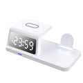 Four-in-one clock wireless charger 15W QC3.0 Type-C charging station in white
