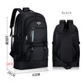 Men's simple outdoor sports large-capacity nylon backpack in black, with 56-75L capacity and dimensions 17x37x64 cm