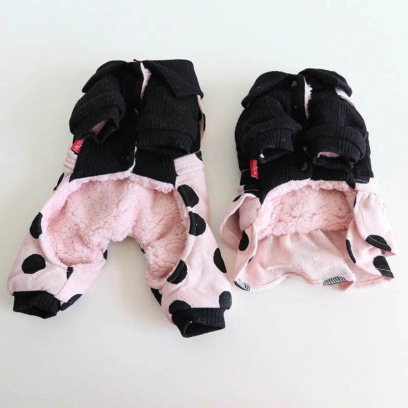 Pet couple clothing with lapel shoulder strap design in cloth fabric