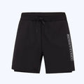 Men's white long-sleeved swimsuit top with matching double-layer swimming trunks for beach sports