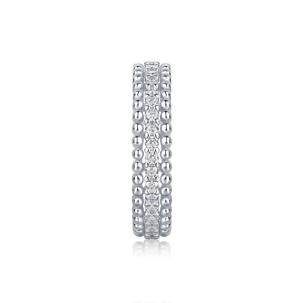 Moissanite wedding ring set in gold colour S925 silver with platinum plating on white background