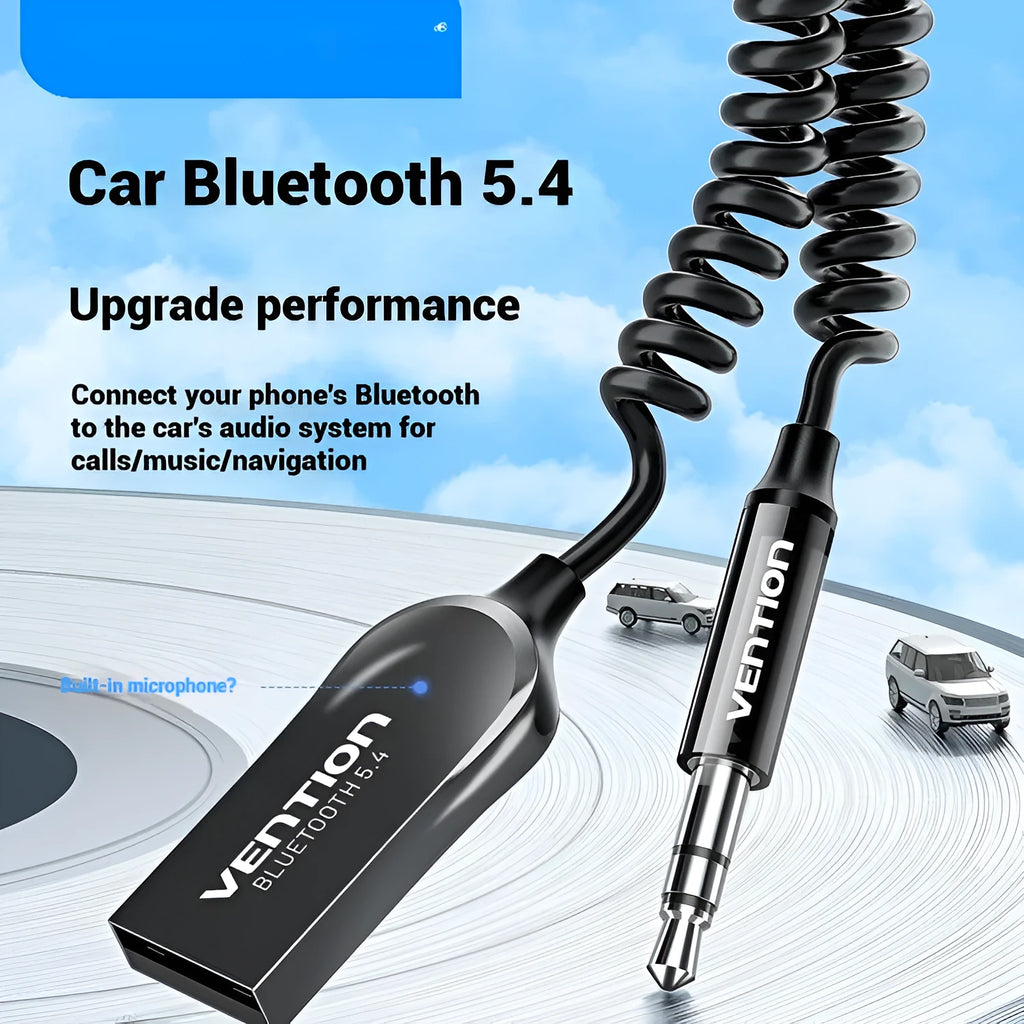 USB car Bluetooth audio receiver with zinc alloy USB connector and copper 3.5mm jack for vehicle installation