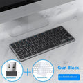 Ultra-thin wireless keyboard and mouse combo in black, gunmetal, or silver with rechargeable Bluetooth connectivity