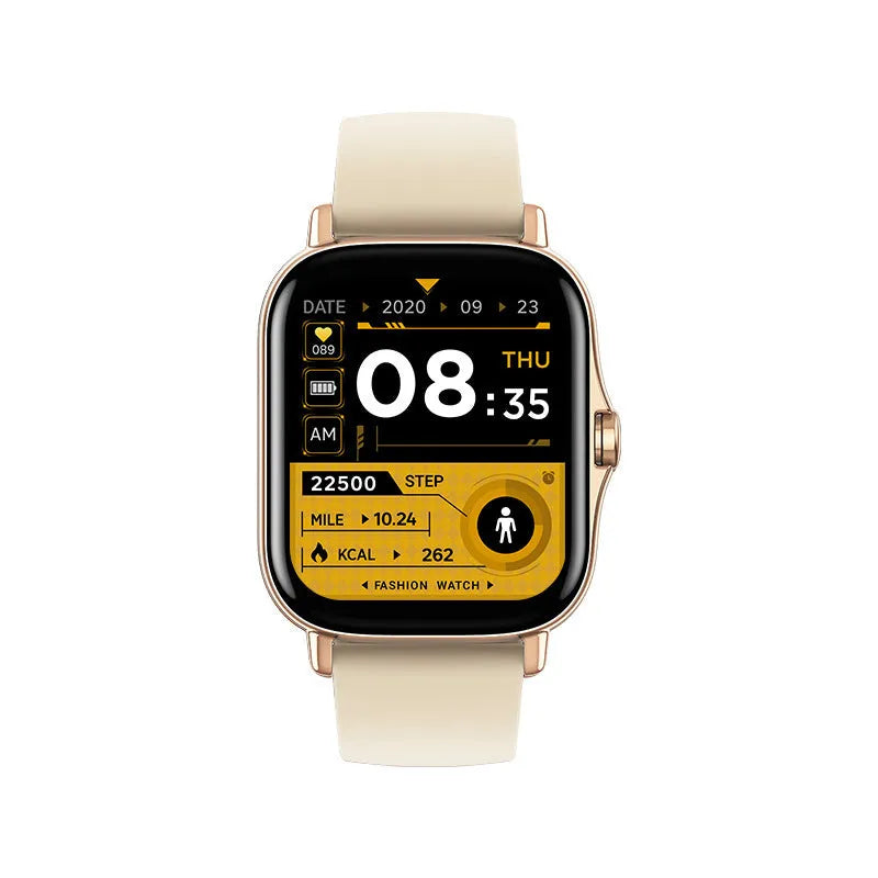 GT20 smart watch with black alloy case and silicone strap showing touch screen