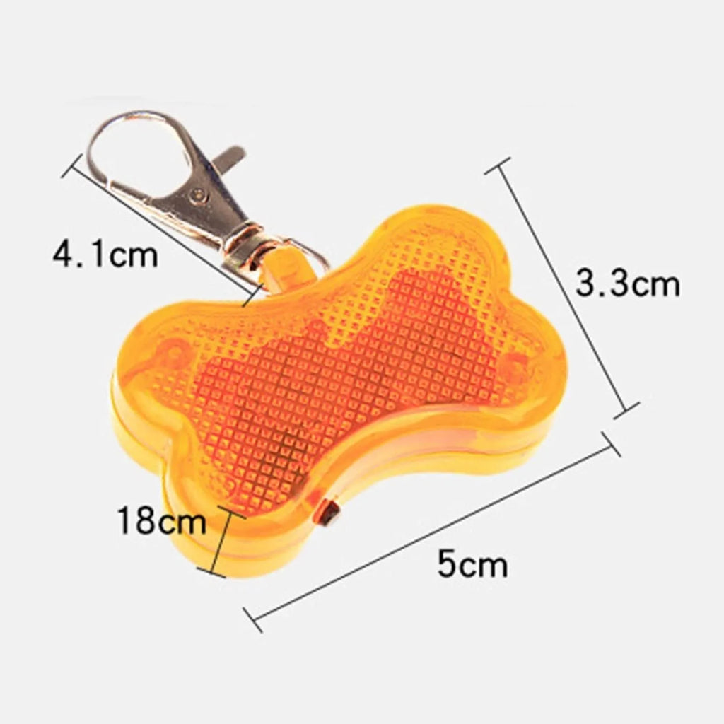 Plastic bone-shaped LED pendant for pet collars in multiple colours with three light modes