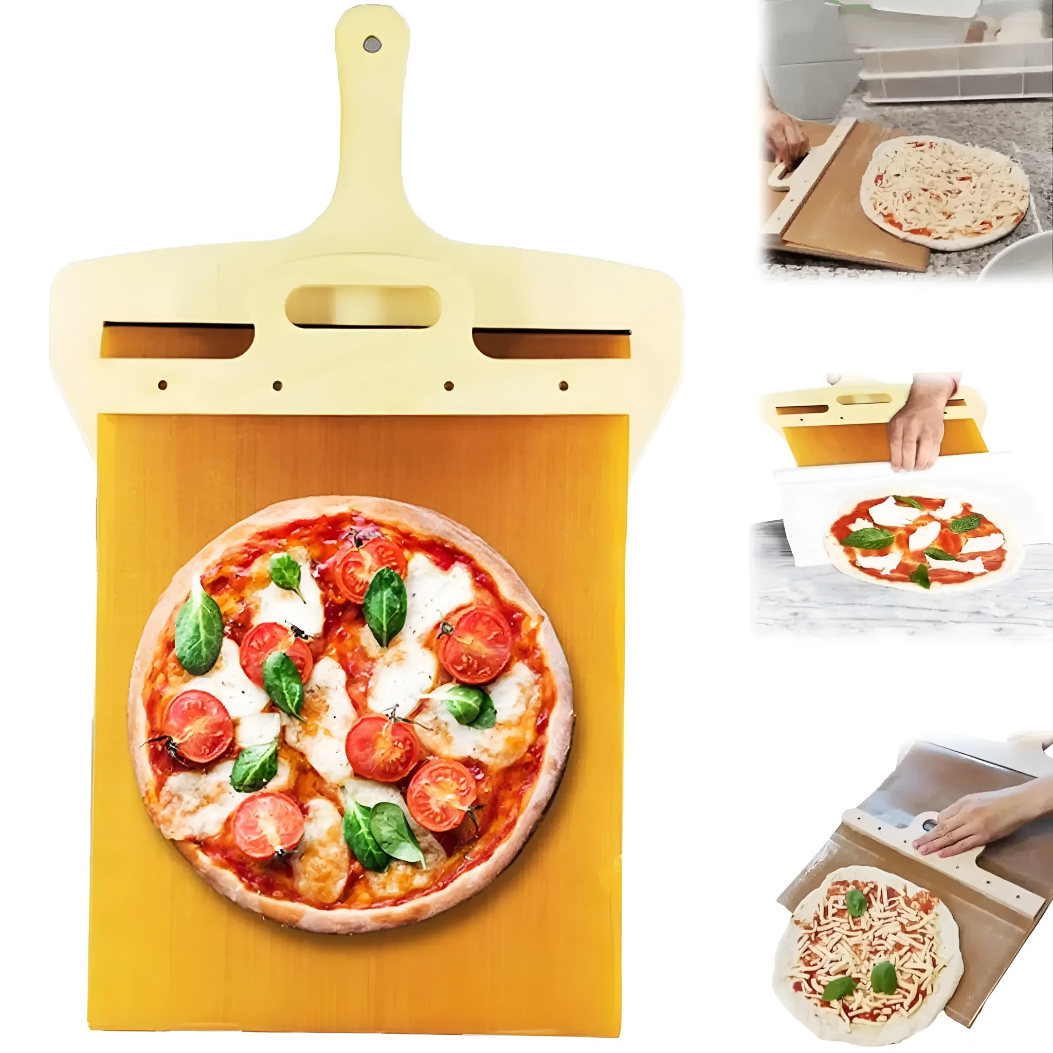 Sliding pizza transfer shovel and cutting board 55 by 35 cm food grade PP non-stick surface