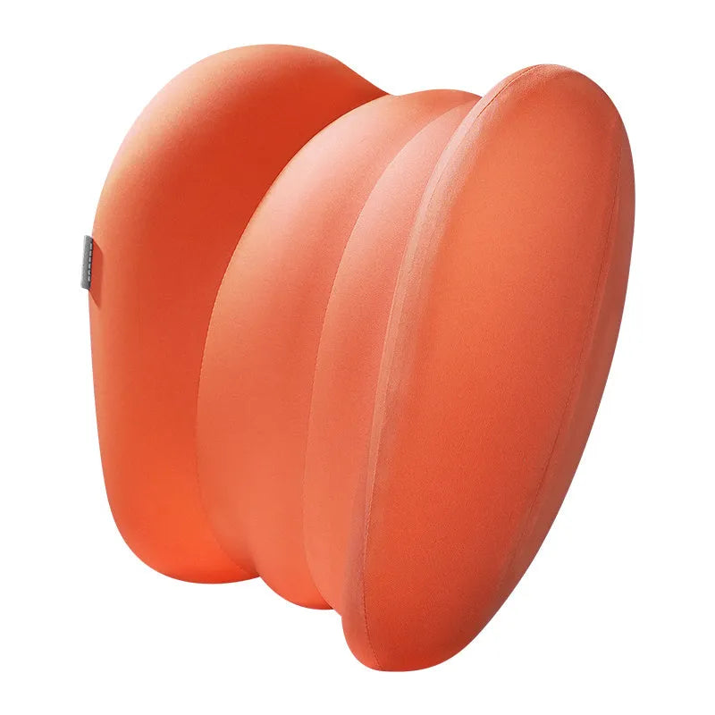 Grey and orange memory foam headrest and lumbar pillow set for suspension bin truck driver comfort.