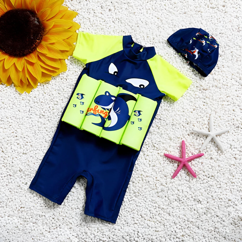 Shark boy pattern buoyancy swimsuit for children's early education swimming with flotation support