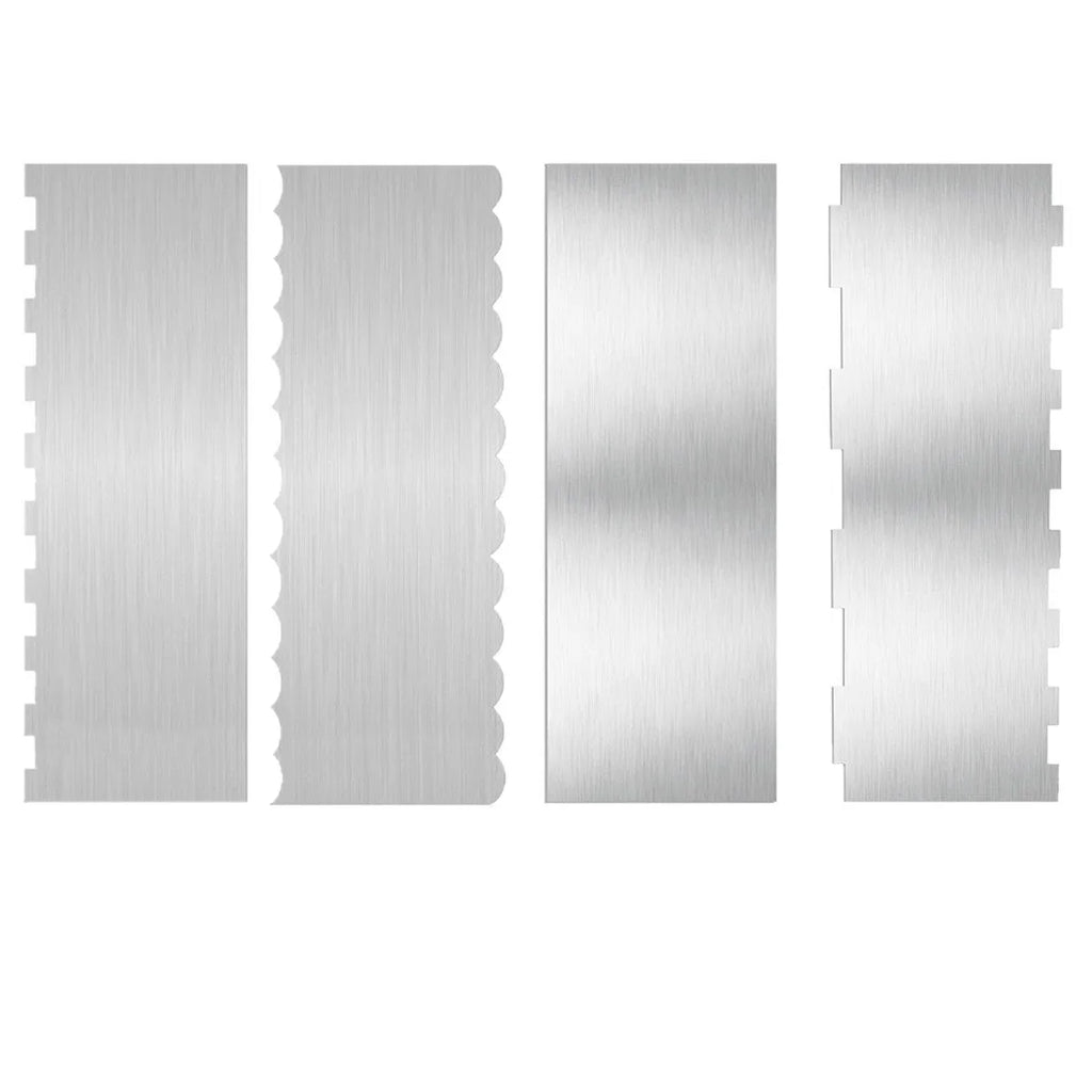 Stainless steel cream scraper with polygon pattern edges for cake decorating