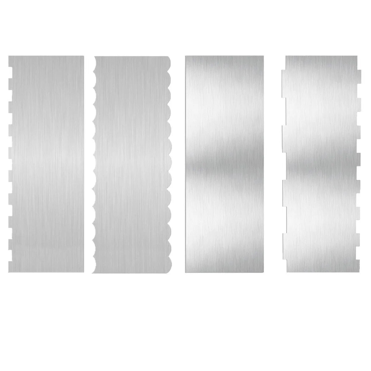 Stainless steel cream scraper with polygon pattern edges for cake decorating