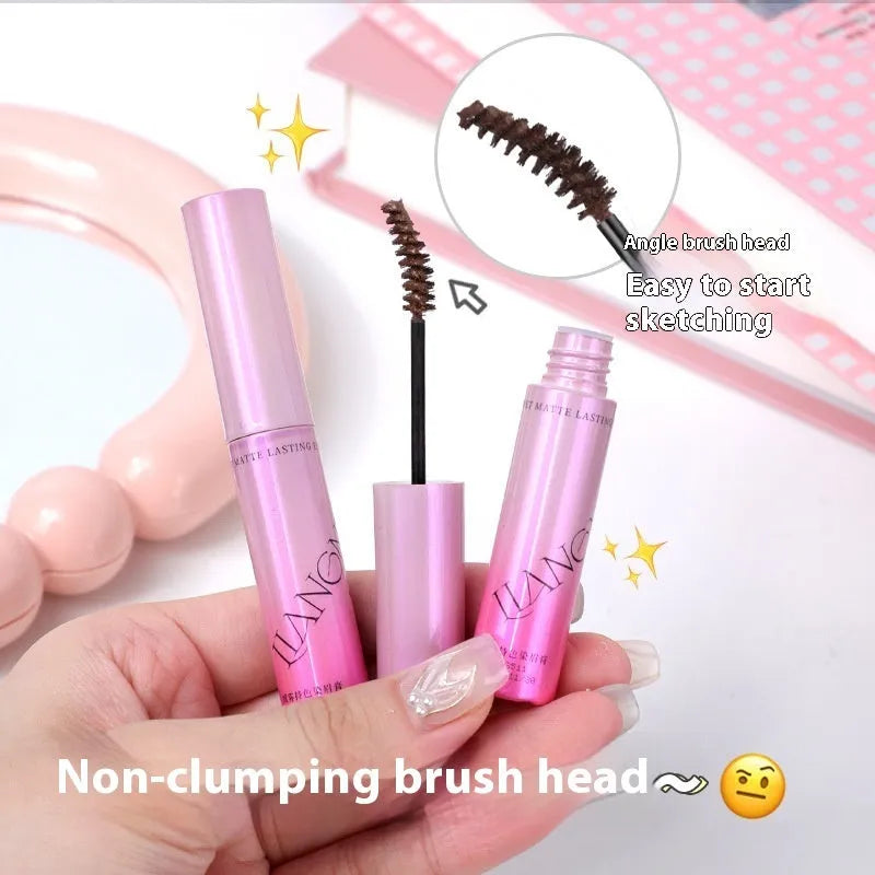 Eyebrow cream product in pencil and powder format showing four natural shade options