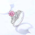 Women's sterling silver moissanite ring with crown shape in white/blue/pink colour