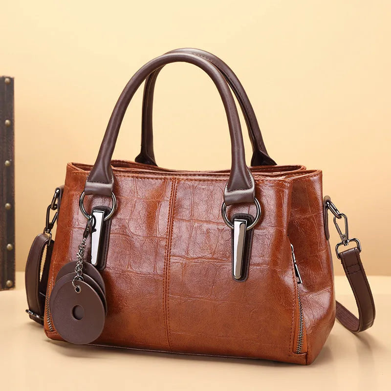 Retro contrasting colour PU shoulder bag with horizontal square shape and single strap