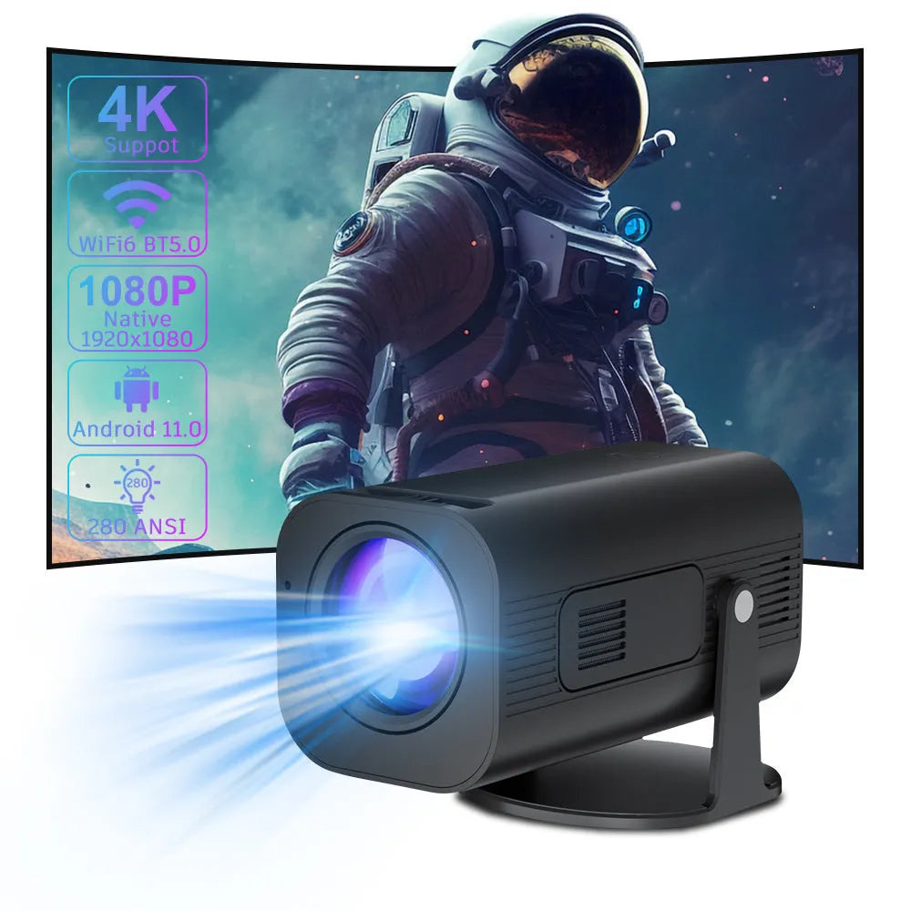 P330 portable mini projector in black or white with remote control and accessories