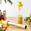Yellow corn stripper kitchen tool with stainless steel blades for removing kernels