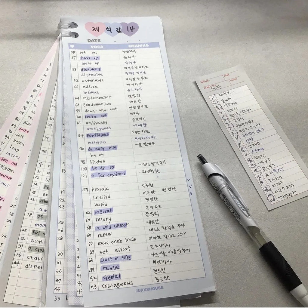 Vertical double-sided notepad with English words printing in B5 half size with coloured cover