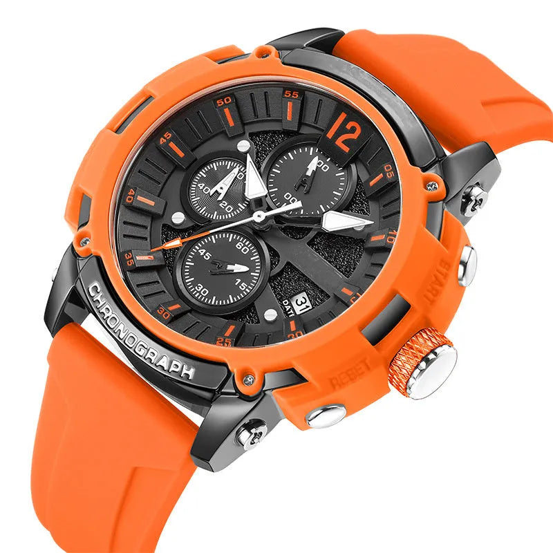 Men's luminous waterproof calendar watch with 51mm case and quartz movement