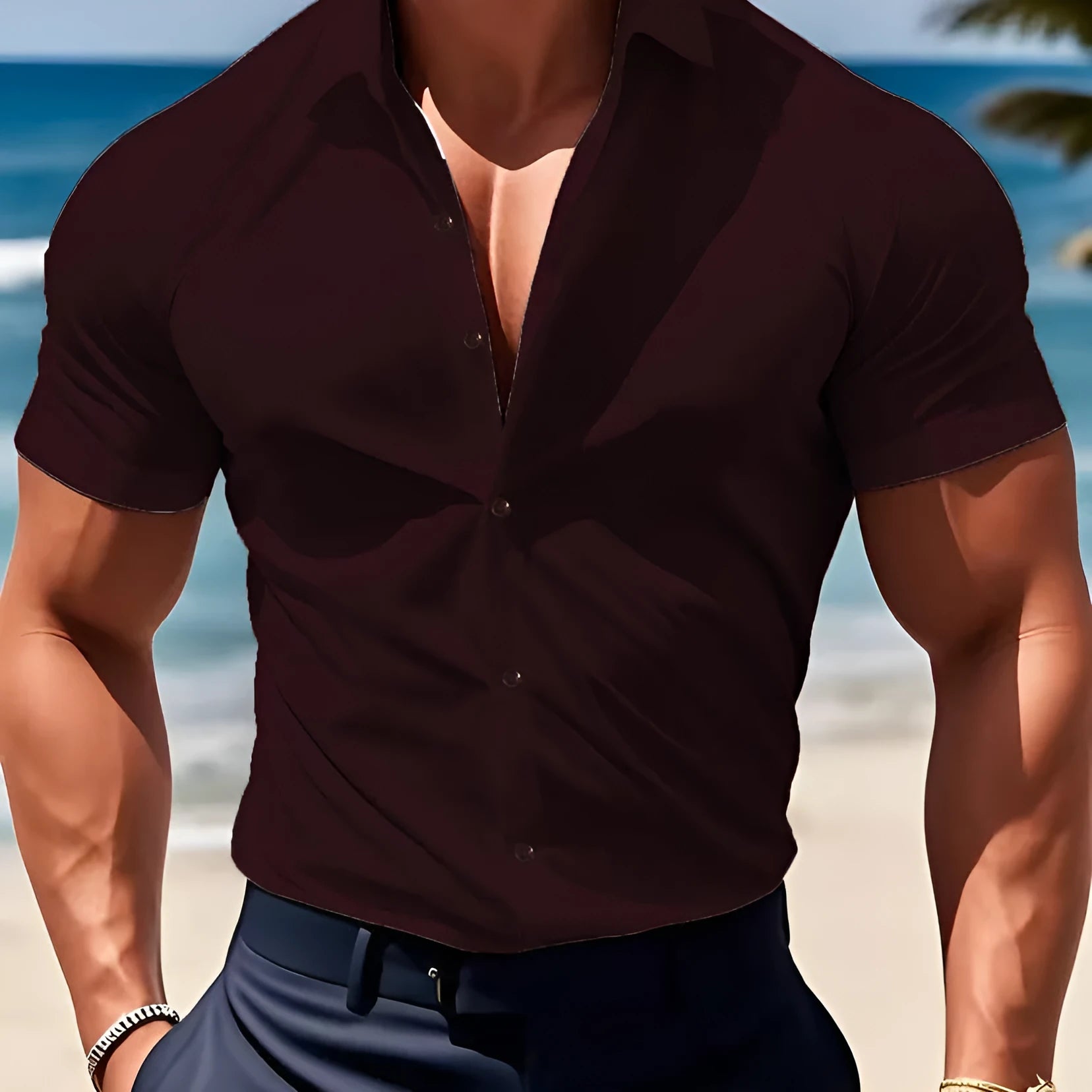 Men's short sleeve printed shirt with cardigan style in multiple colours and sizes