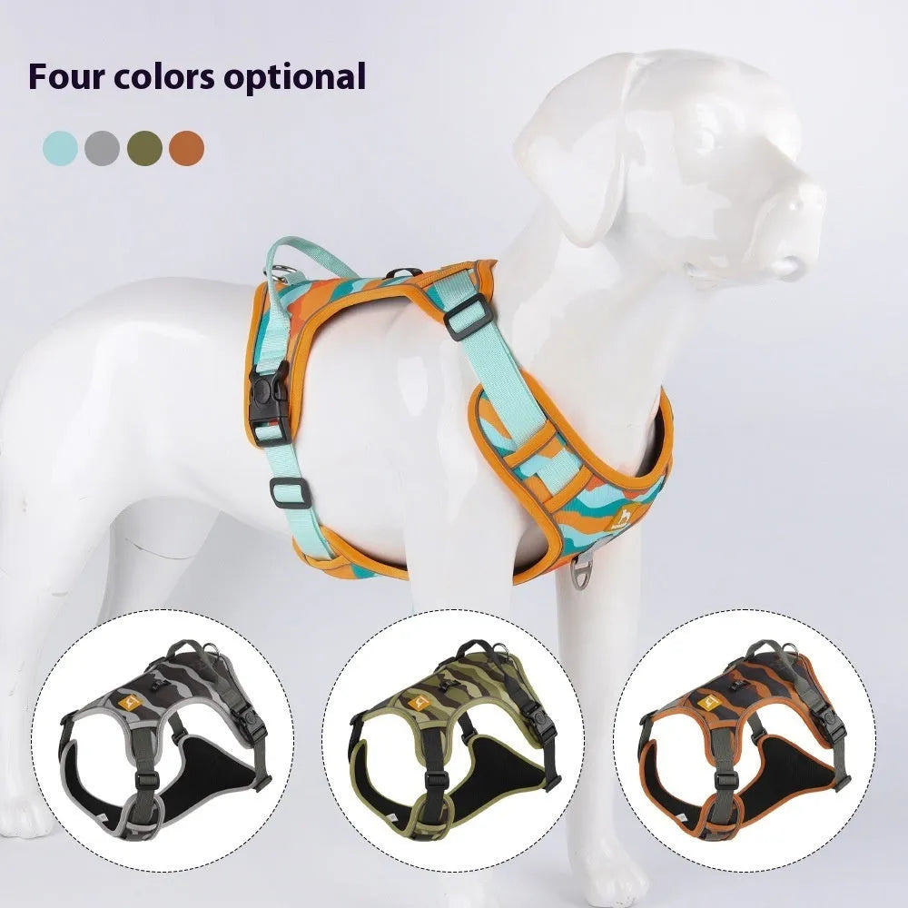 Reflective dog commuter rope with chest and back attachment points in oxford cloth material