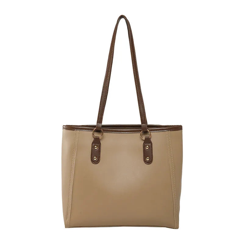 PU leather tote bag in urban simplicity style with internal organisation pockets