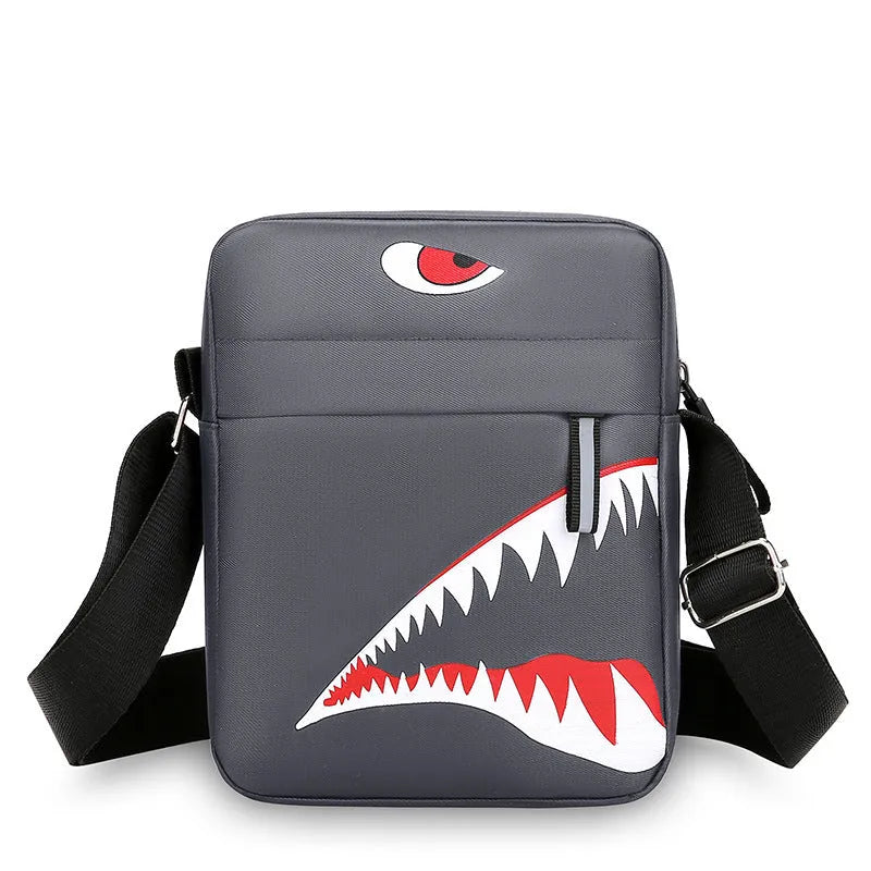 Men's small casual crossbody bag in Oxford cloth with animal print pattern