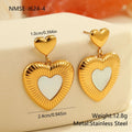 Heart-shaped stainless steel earrings with 18K gold electroplating in gold colour