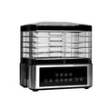Silver stainless steel household fruit dehydrator with 14 litre capacity and temperature control dial