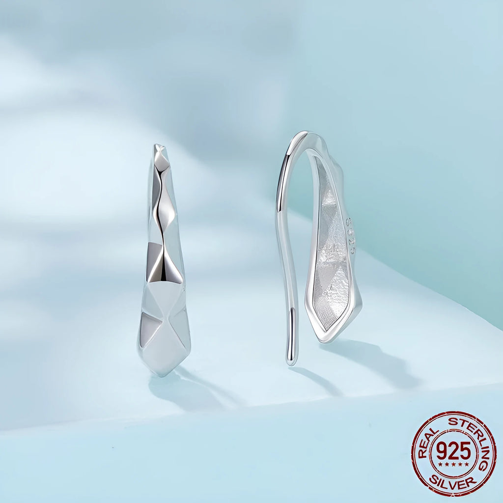 S925 sterling silver rhombus earrings with diamond plaid geometric design in SCE1968 colour