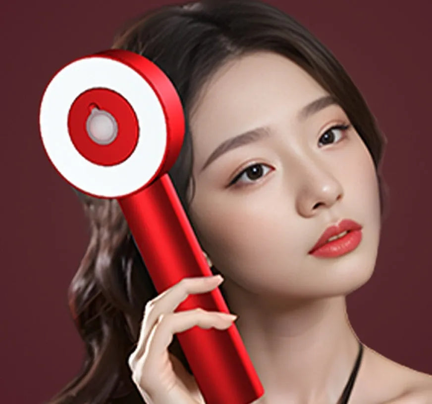 Household red and blue light massage hair comb in black or red colour with Type-C charging port