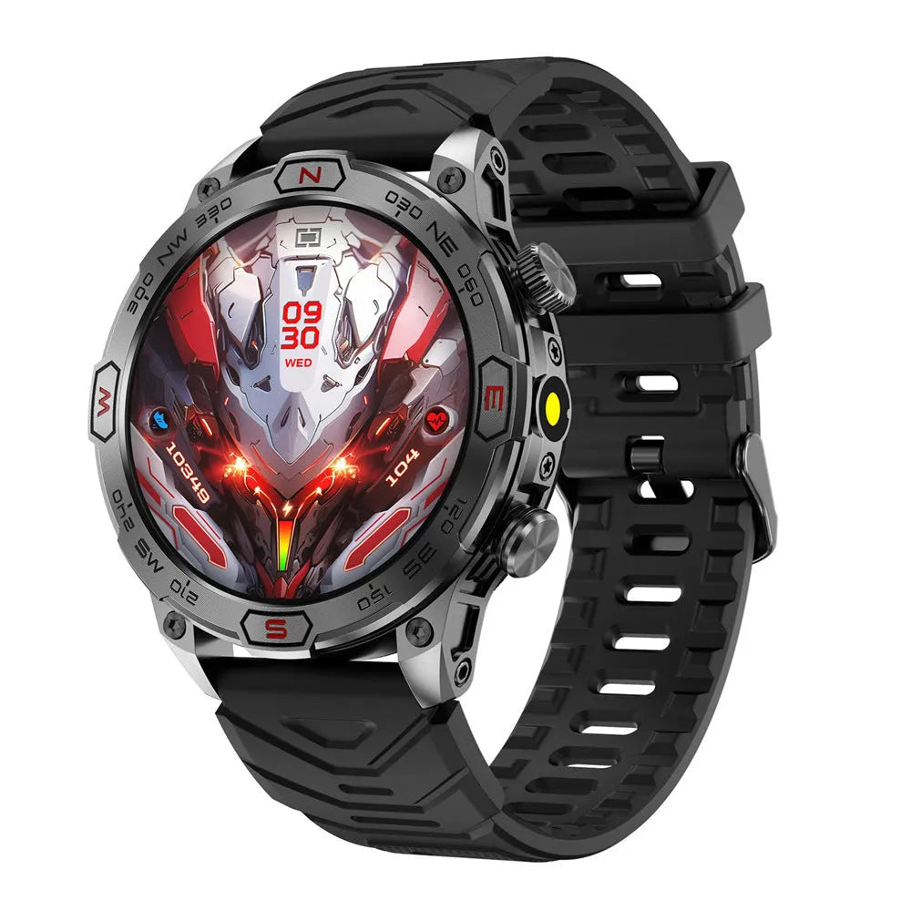 Sports smartwatch with AMOLED display on wrist showing fitness tracking data