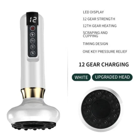 Green electric vacuum cupping massager device with USB charging cable