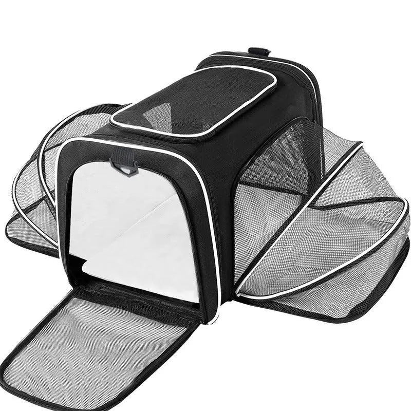 Large capacity 600D cation cat carrier bag in black colour with small and large size options.