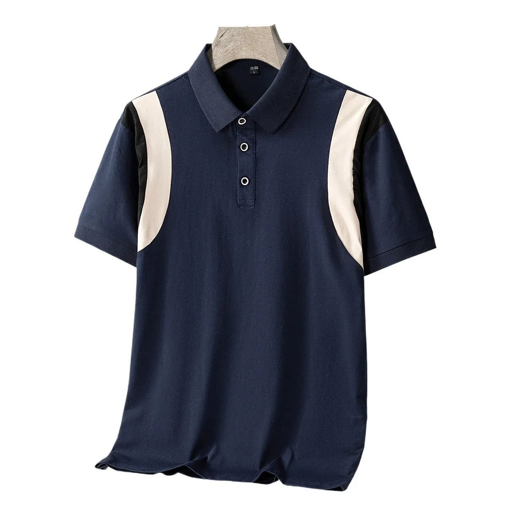 Men's thin cotton Korean style striped short sleeve t-shirt in loose fit