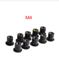 Black motorcycle rubber expansion nuts with brass threads in M4 M5 M6 sizes, set of 10 pieces.
