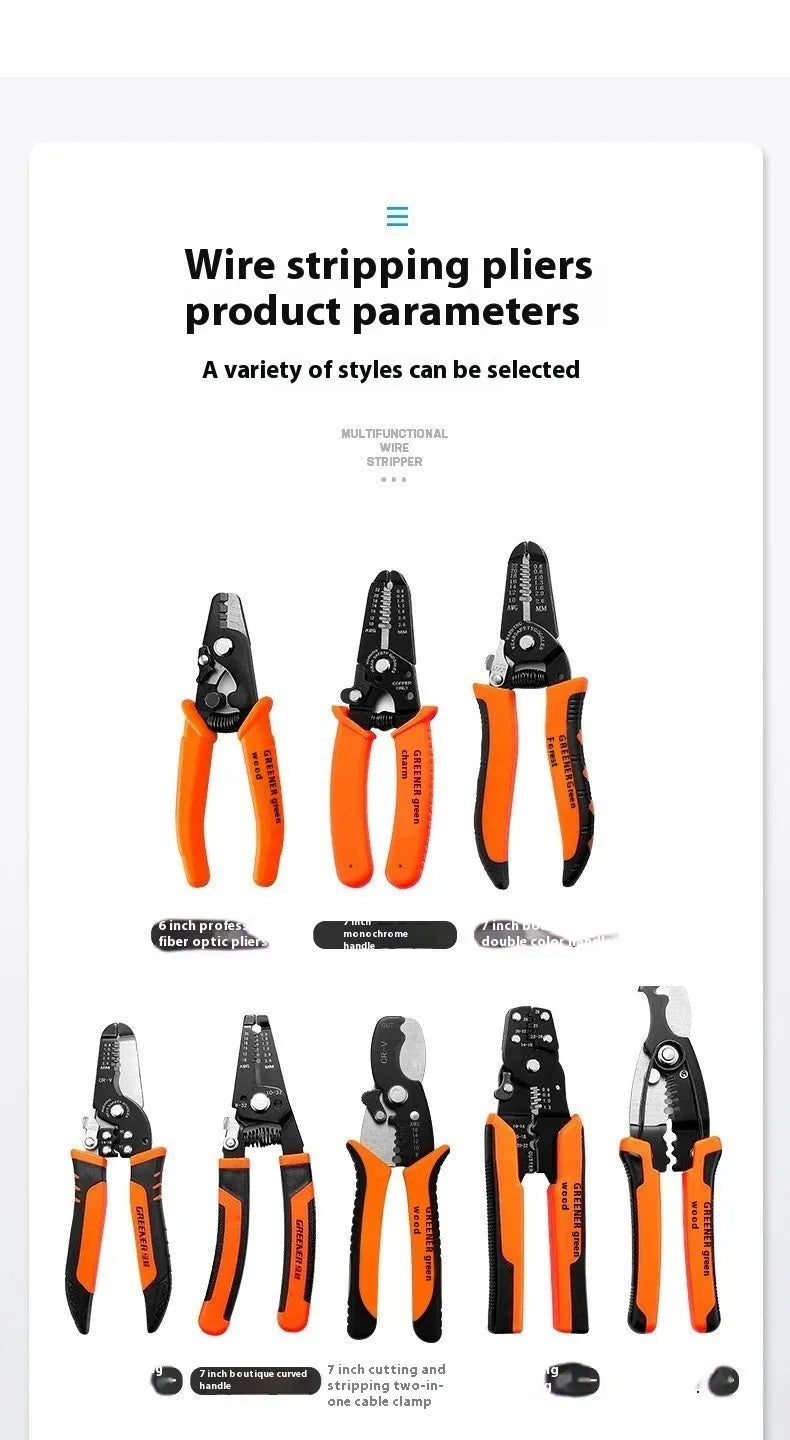Automatic wire stripping pliers for electrical work with high carbon steel blades