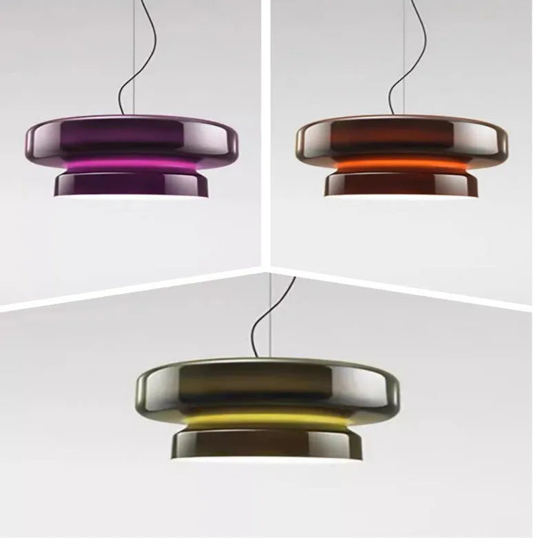 Modern glass chandelier ceiling light in four colour options measuring 36x36x18cm