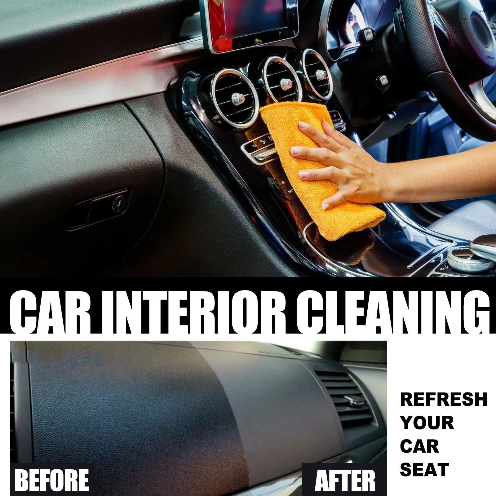 120ml bottle of car interior cleaner for leather and plastic dashboard maintenance.
