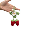 Handmade strawberry-shaped weaving pendant car decoration made from cotton and hemp yarns