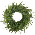 Green plastic PE feel garland with leaves, 60cm long, for front door decoration in American country style.