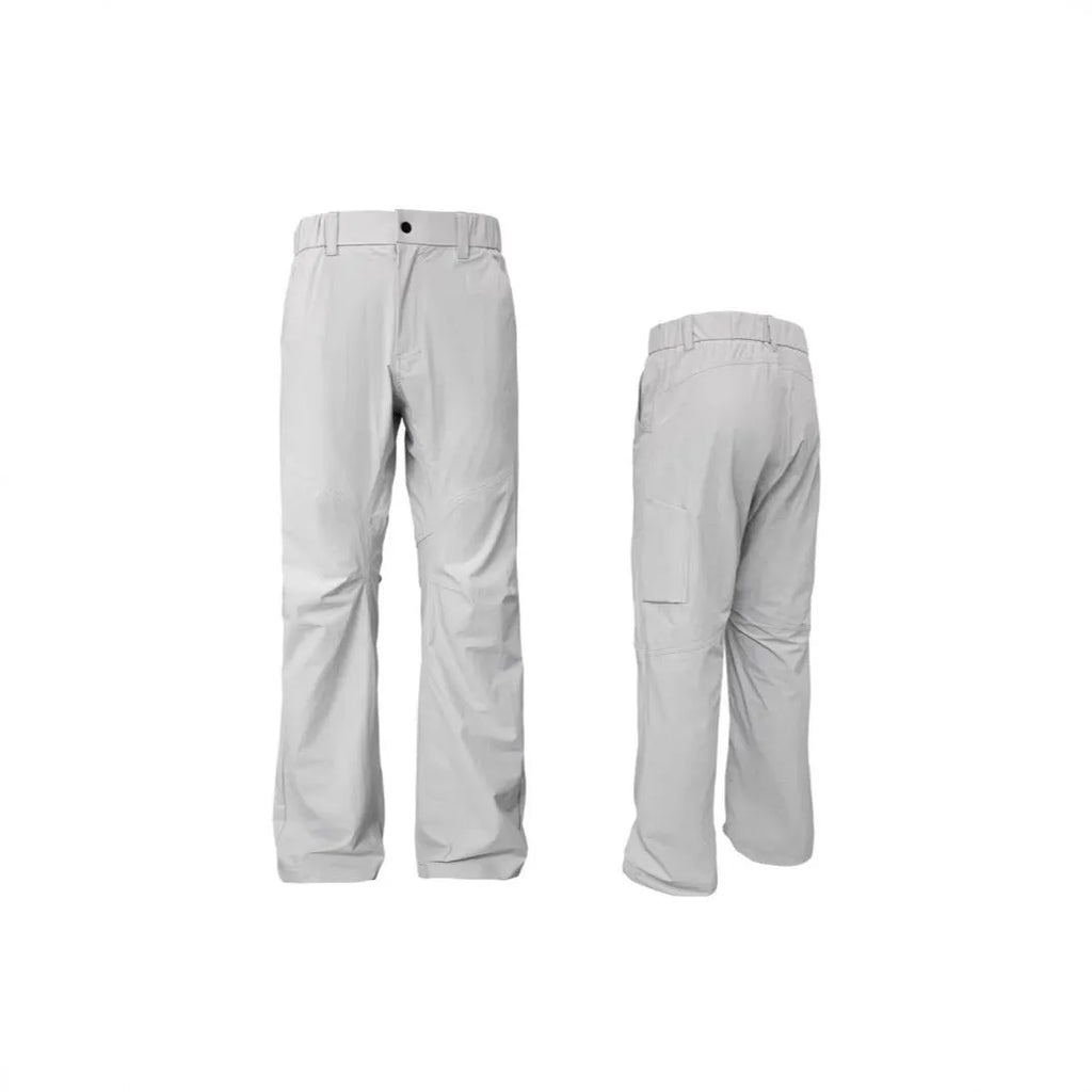 Men's straight-leg casual trousers in Army Green with an elastic mid waistband on a white background.
