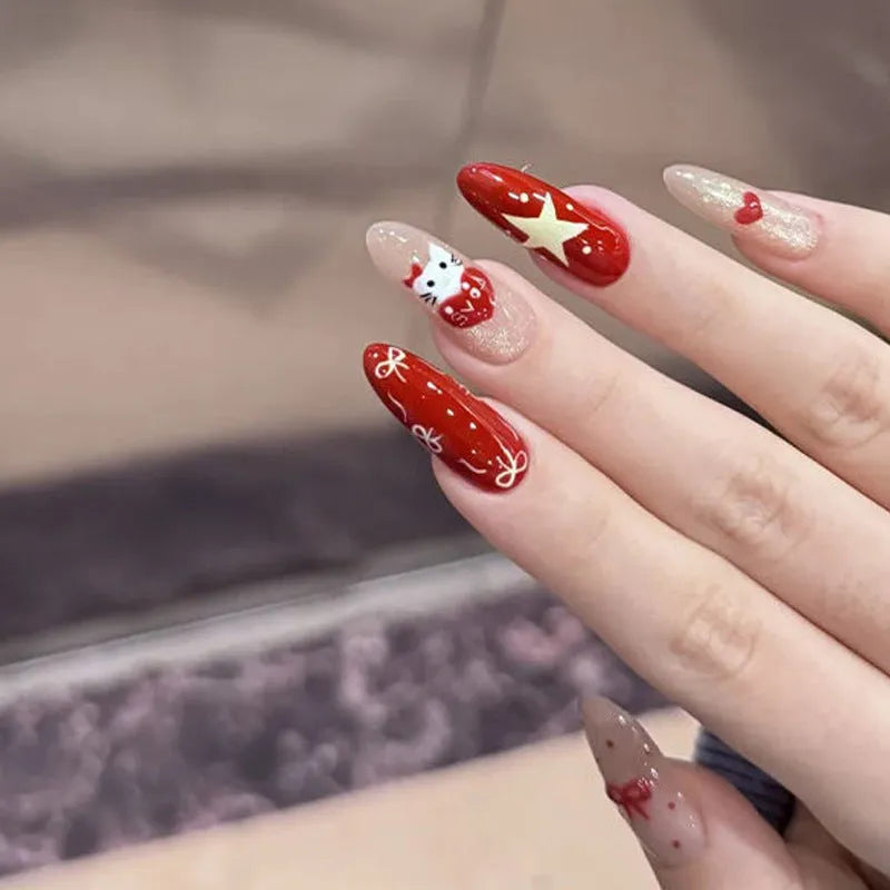 Acrylic fake nails for women in random colours available in 5, 10 or 15 set packages