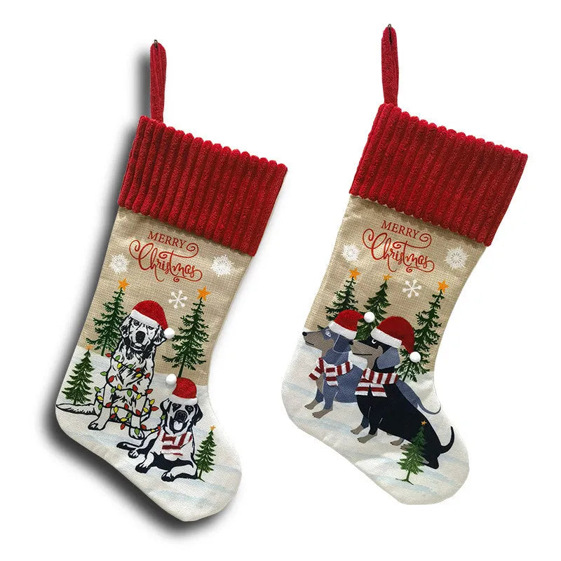 Christmas tree pendant gift bag for pet ornaments with fireplace design
