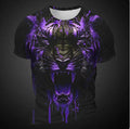 Men's 3D tiger pattern T-shirt in polyester with short sleeves