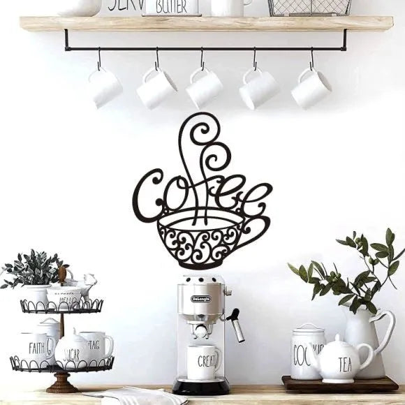 Black iron wall ornament with English letters silhouette measuring 26x28cm