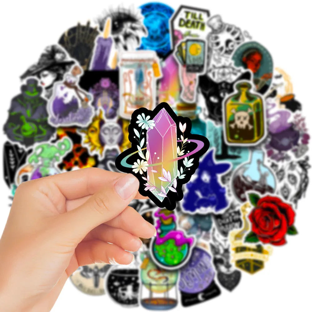 Waterproof PVC stickers pack with glossy finish for laptops, skateboards and smooth surfaces
